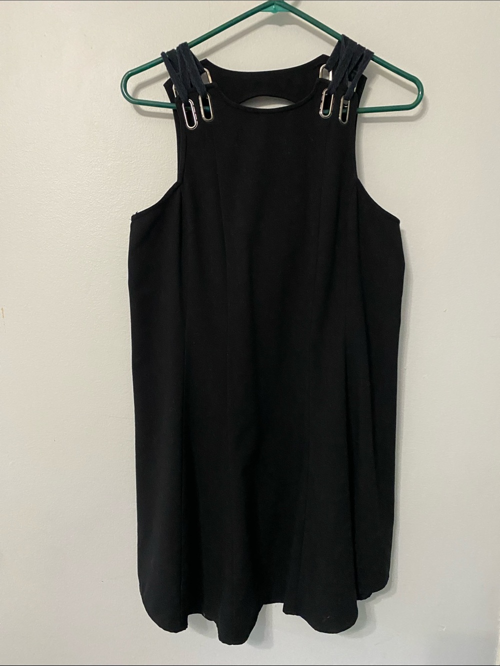 🌞 4/$20 Free People Black Mini Shift Dress with Strap Hardware small